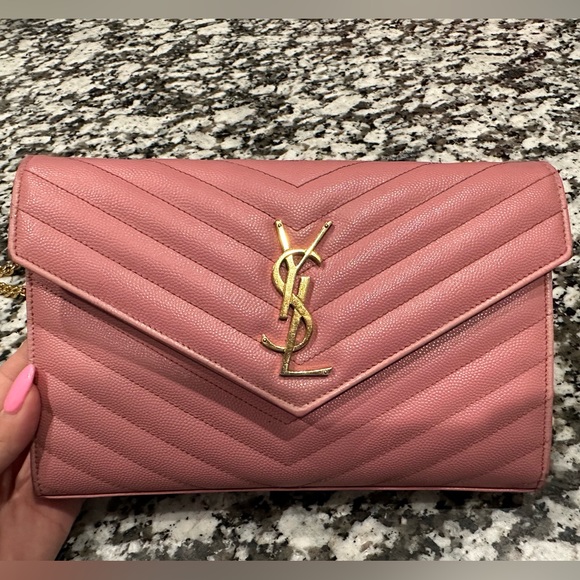 YSL SAINT LAURENT CHAIN WALLET IN GRAIN DE POUDRE - Picture 4 of 14